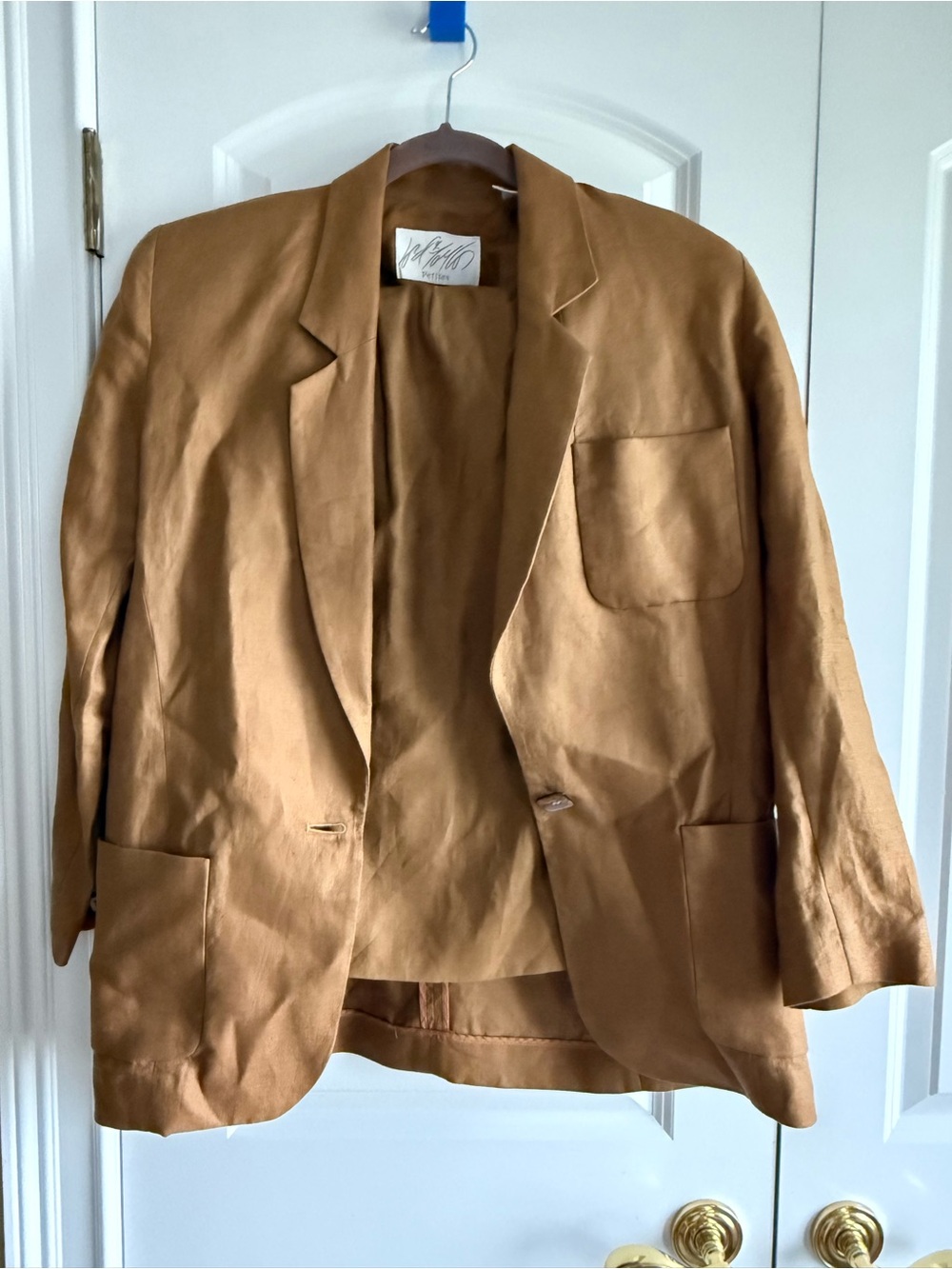 VTG Set of Lord & Taylor Brown Linen Blazer, 6P, & Pencil Skirt, 8P, Linen Blnd